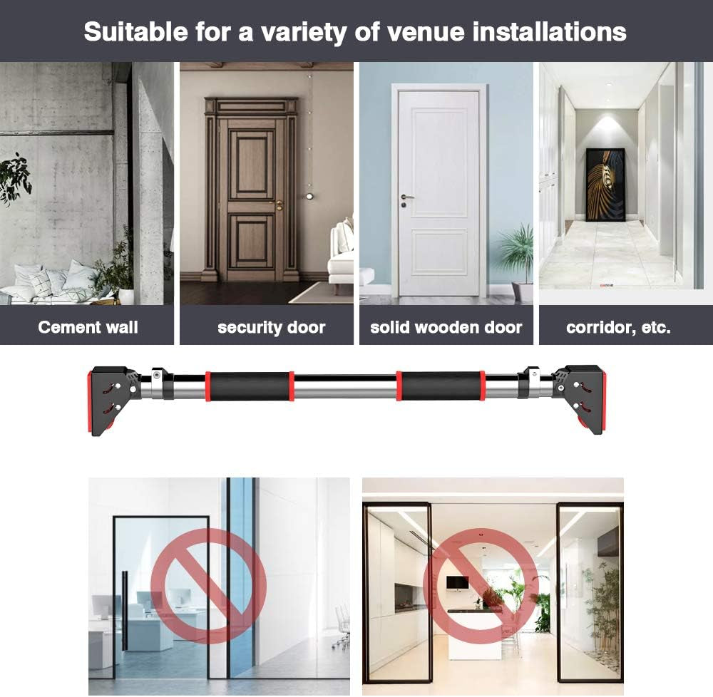 Adjustable Width Pull-Up Bar for Doorway - Home Gym Equipment, Supports Up to 660 lbs