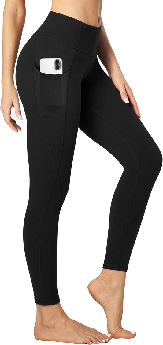 Women's High-Waisted Compression Leggings with Pockets for Tummy Control and Workout Support