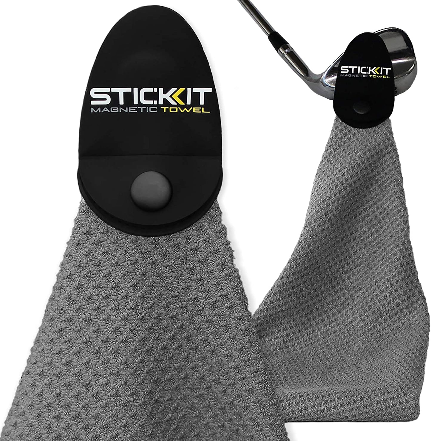 Magnetic Golf Towel, Gray | Premium Microfiber with Deep Waffle Pockets | Heavy-Duty Magnet for Secure Attachment to Golf Carts or Clubs
