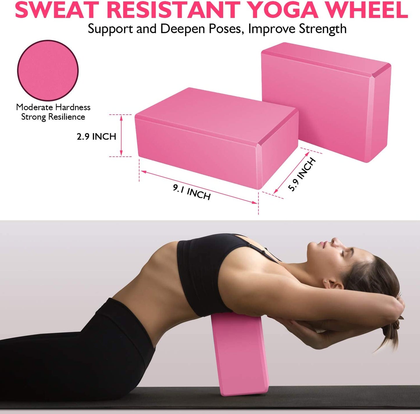11-in-1 Yoga Ball Set with Resistance Bands, Yoga Block, and Pump for Exercise, Stability, and Office Use (Pink)