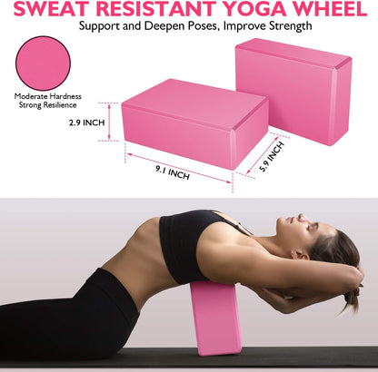 11-in-1 Yoga Ball Set with Resistance Bands, Yoga Block, and Pump for Exercise, Stability, and Office Use (Pink)