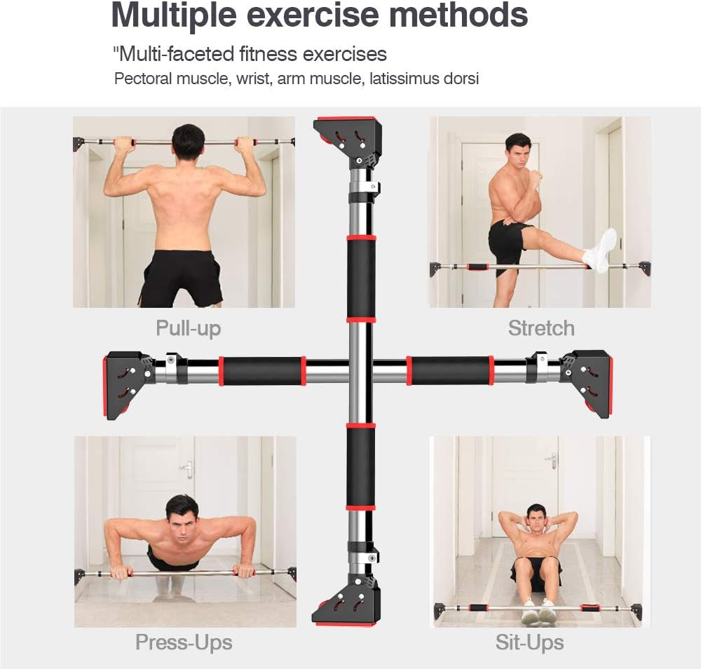 Adjustable Width Pull-Up Bar for Doorway - Home Gym Equipment, Supports Up to 660 lbs