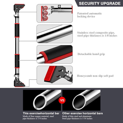 Adjustable Width Pull-Up Bar for Doorway - Home Gym Equipment, Supports Up to 660 lbs