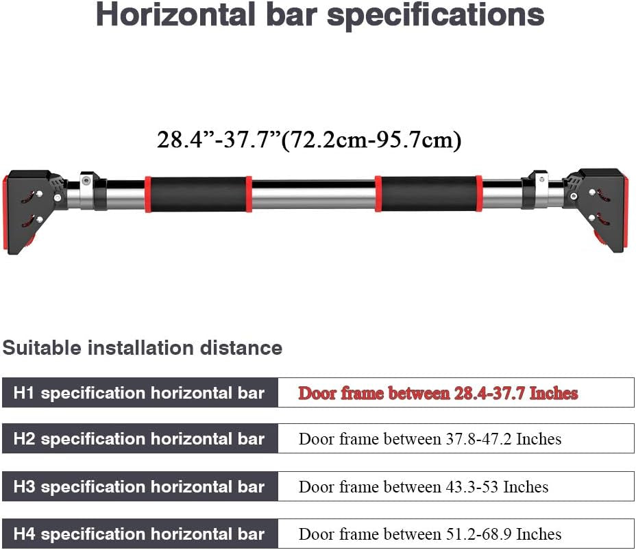 Adjustable Width Pull-Up Bar for Doorway - Home Gym Equipment, Supports Up to 660 lbs