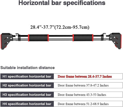 Adjustable Width Pull-Up Bar for Doorway - Home Gym Equipment, Supports Up to 660 lbs